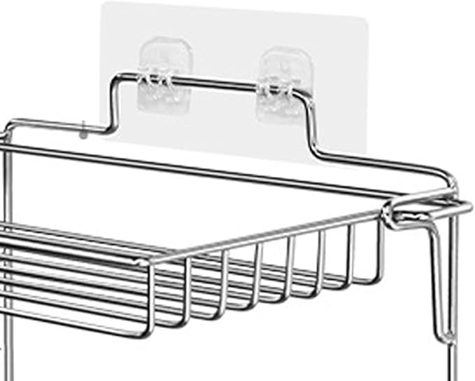2 Tier Bathroom Shelves, Wall Mounted Stainless Steel Folding Storage Rack Kitchen Organization for Kitchen Bathroom Cabinet