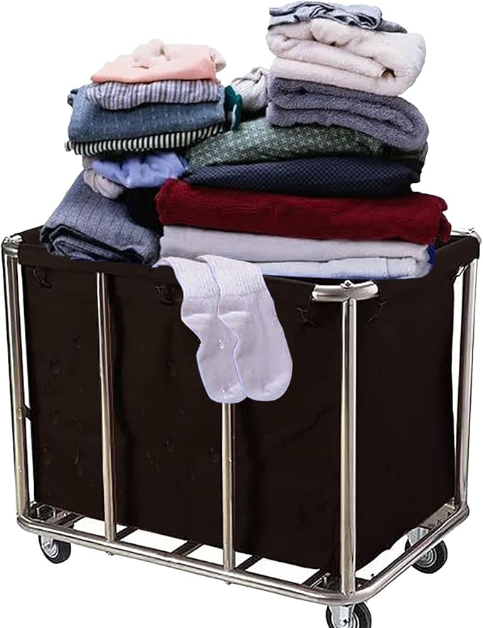 Commercial Laundry Basket with Wheels Industrial 12 Bushel Hamper Sorters Large Waterproof Laundry Cart Heavy Duty for Home Organizer and Storage