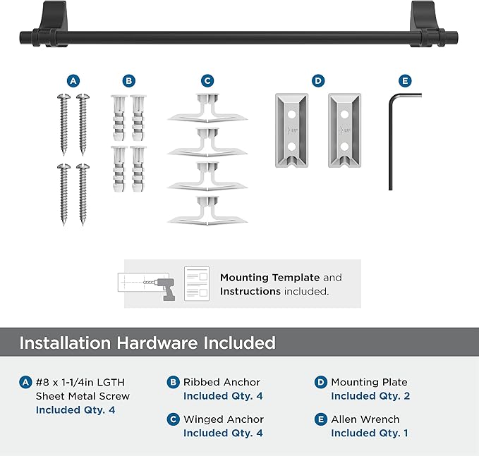 Amerock BH36053MB | Matte Black Towel Bar | 18 in (457 mm) Towel Rack | Davenport | Bathroom Towel Holder | Bathroom Hardware | Bath Accessories