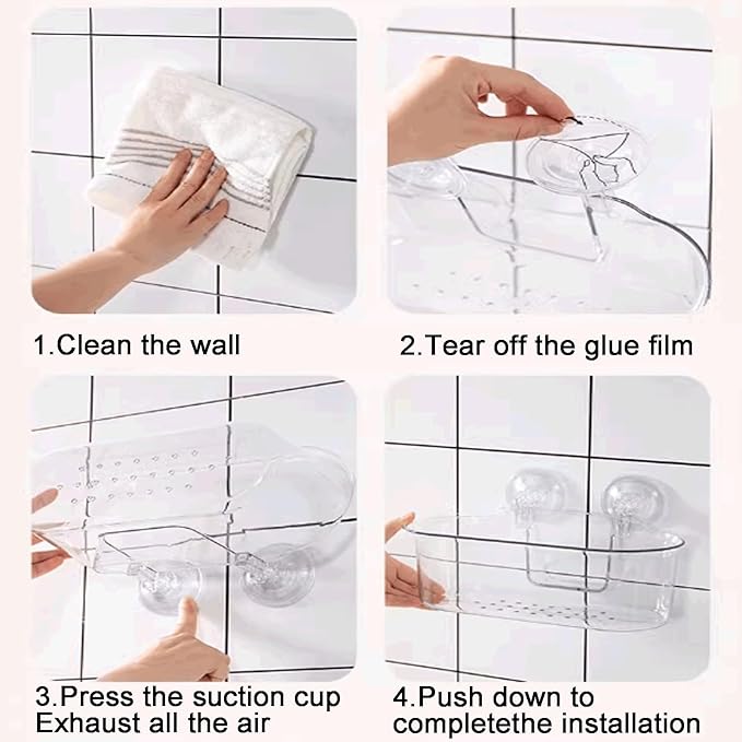 Removable Wall-Mounted Bathroom Shelves Suction Cup Bathroom Shelves Plastic Bathroom Shelves No Punching Bathroom Shelves Large Capacity