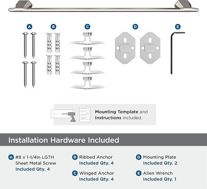Amerock BH36044G10 | Brushed Nickel Towel Bar | 24 in (610 mm) Towel Rack | St. Vincent | Bathroom Towel Holder | Bathroom Hardware | Bath Accessories