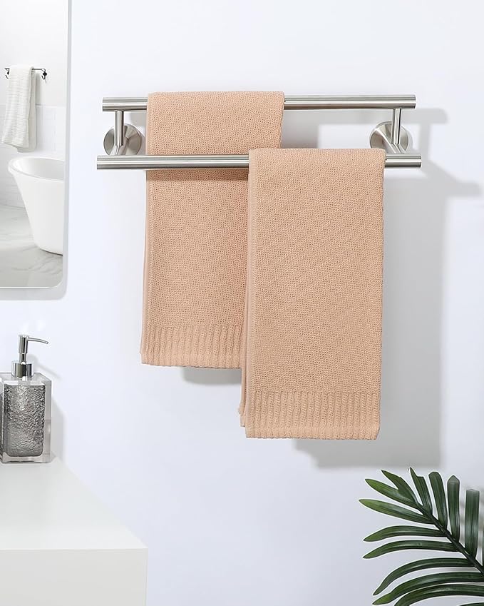Alise Double Towel Bar Brushed Nickel,16" Towel Racks for Bathroom Wall Mounted,Bathroom Towel Rack SUS304 Stainless Steel Bathroom Towel Holder Quick Drying Hand Towel Holder Towel Bar for Walls