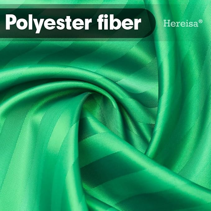 Strip Green Fabric Shower Curtain with Magnets - 85 GSM Heavy Duty Waterproof Bath Curtain, 12 Reinforced Metal Grommets (72x72 Inches)