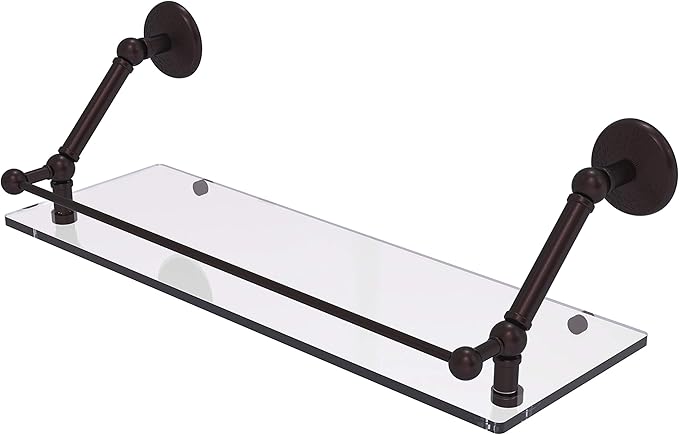 Allied Brass PMC-1-24-GAL Prestige Monte Carlo 24 Inch Floating Gallery Rail Glass Shelf, Antique Bronze