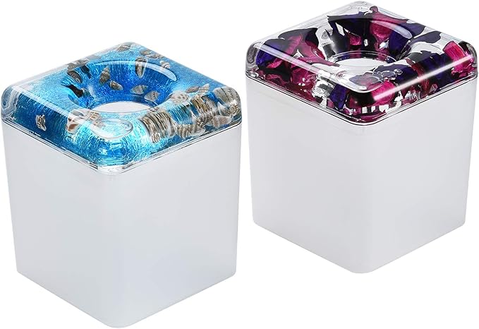 Locco Decor Acrylic Liquid 3D Floating Motion Square Tissue Holder Leaf