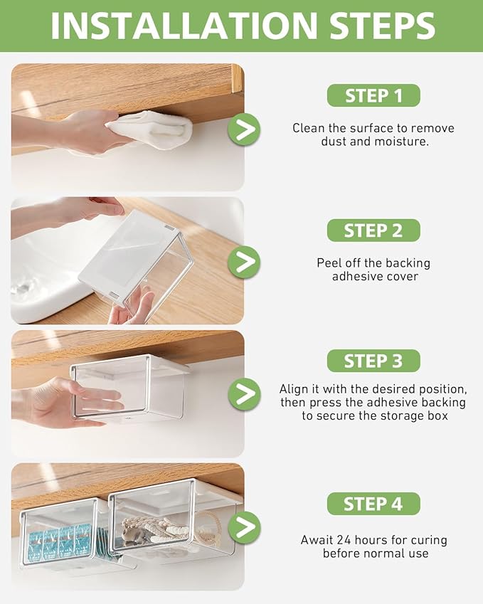 BALUCA Small Clear Stackable Storage Drawers ?€? 33?? Angled Acrylic Makeup Organizer for Vanity, Undersink & Kitchen Cabinets | Multi-Purpose Plastic Storage Bins & Drawer Organizer Bins (Large)