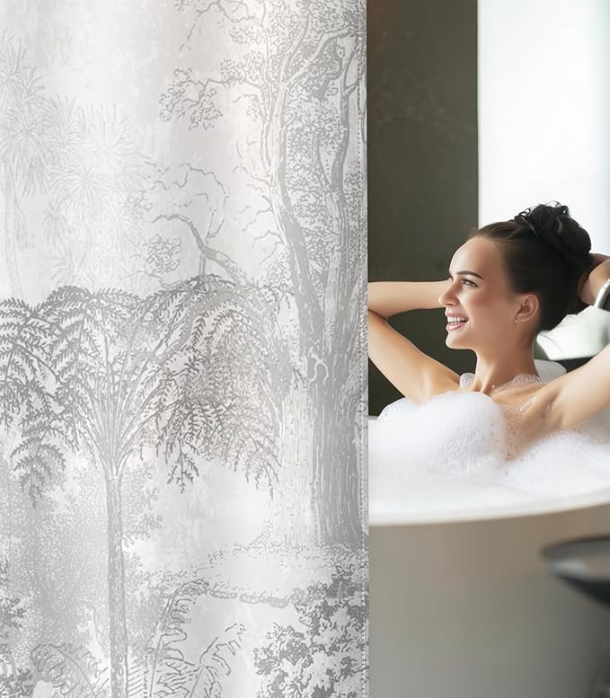 MAMUSE Shower Curtain for Bathroom - Cute Aesthetic Decorative Modern Girly Unique Girls Design Pretty Women Waterproof Fabric Cloth Cortinas de Baño Bathtub 72 x 72 Inch, Black Forest