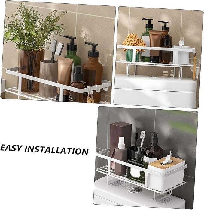 Ciieeo Bathroom Organizer Shelf Carbon Steel Multi-use Storage Rack Over The Toilet Organizer Easy Install Bathroom Shelving