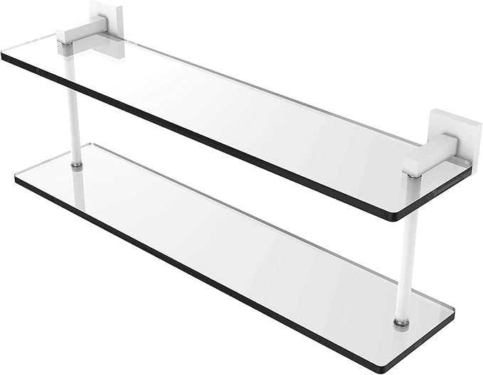 Allied Brass MT-2-22 Montero Collection 22 Inch Two Tiered Glass Shelf, Matte White