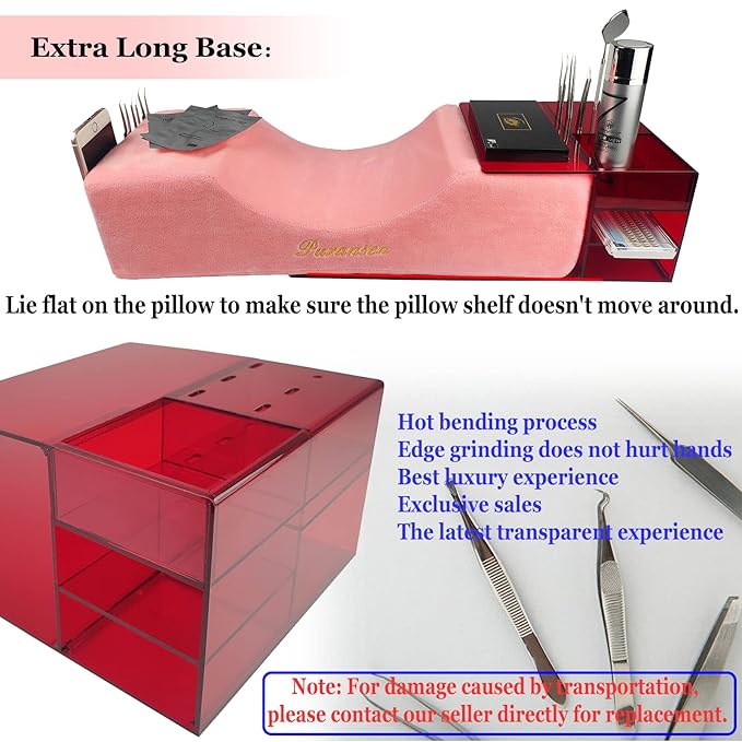 Lash Pillow Shelf Organizer - Eyelash Extension Pillow Shelf Stand - Acrylic Pillow Shelf for Lash Tech Supplies,Lash Extension Supplies Display Cabinet Shelves Suitable for Left and Right Hands