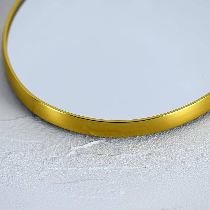 Funly mee Arched Wall Mirror, 7.9 x 11.8 inches, Wall-Mounted Plastic Mirror, for Bathroom and Vanity (Gold, 7.9 x11.8)