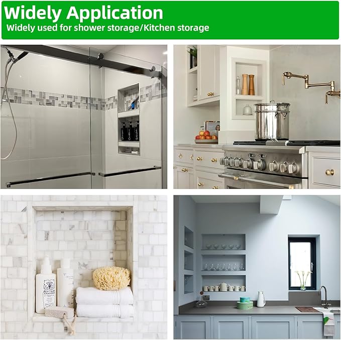 Shower Niche Insert Tile Ready 12"x12",Niche for Shower Wall,Waterproof Ready to Tile Niches Single Recessed Shower Shelf for Bathroom Renovation/Soap Storage, Outer Size 16"x16",Depth 4”