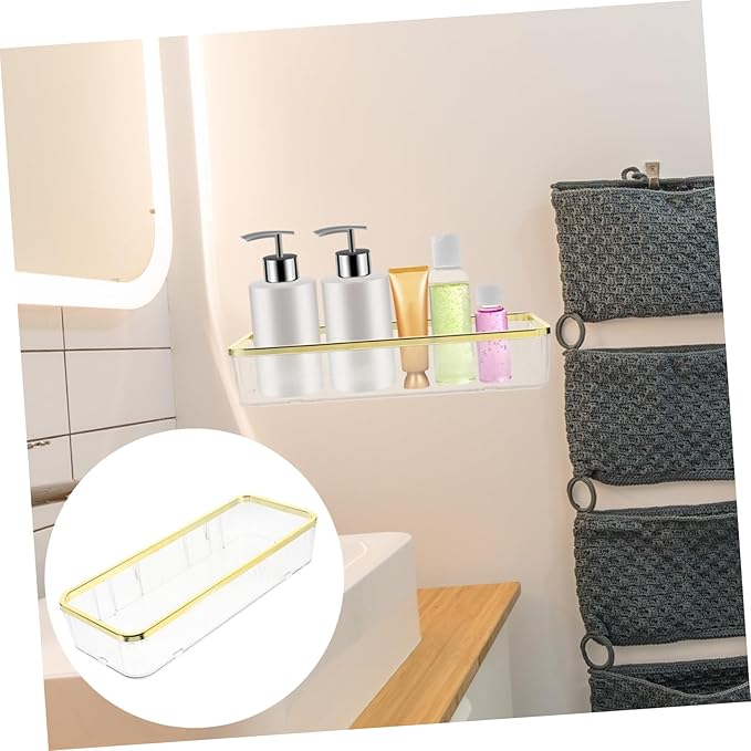 Mobestech Transparent Wall Mounted Bathroom Shelf Rack for Multi Functional Clear Storage for Skincare Products Sturdy and Elegant Design