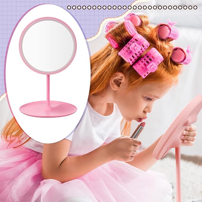 DoubleFill 6 Pcs Spa Party Mirrors Gifts Sleepover Party Favors Make up Table Mirror for Women Girls Mothers Day Accessory Sleepover Supplies Bridesmaid Gifts Slumber Birthday Favors(Pink)