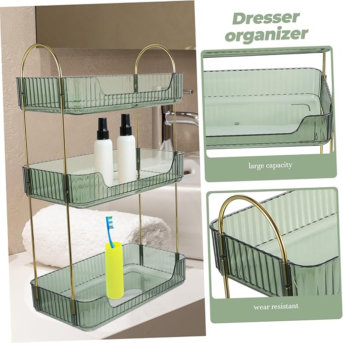OUNONA Bathroom Tiered Organizer Shelf for Cosmetics Storage Rack for Bathroom Countertop Versatile Dresser Storage Holder for Toiletries and Sundries