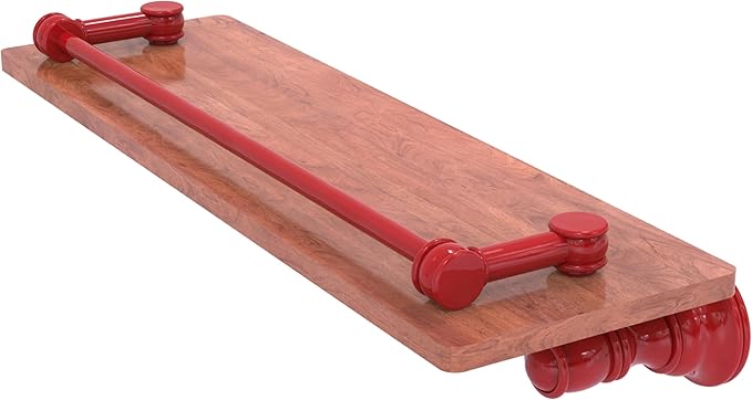 Allied Brass CL-1-16-GAL-IRW-FER Carolina Collection 16 Inch Wood Shelf with Gallery Rail, Fire Engine Red