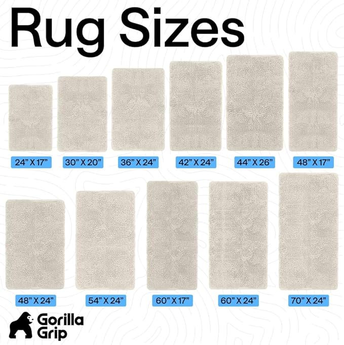 GORILLA GRIP Bath Rug Mat 30x20, Thick Soft Absorbent Chenille, Quick Dry Microfiber Mats, Rubber Backing Washable Shower Floor Rugs, US Designed Bathroom Bathmat Home Decor Accessories, Ivory Cream
