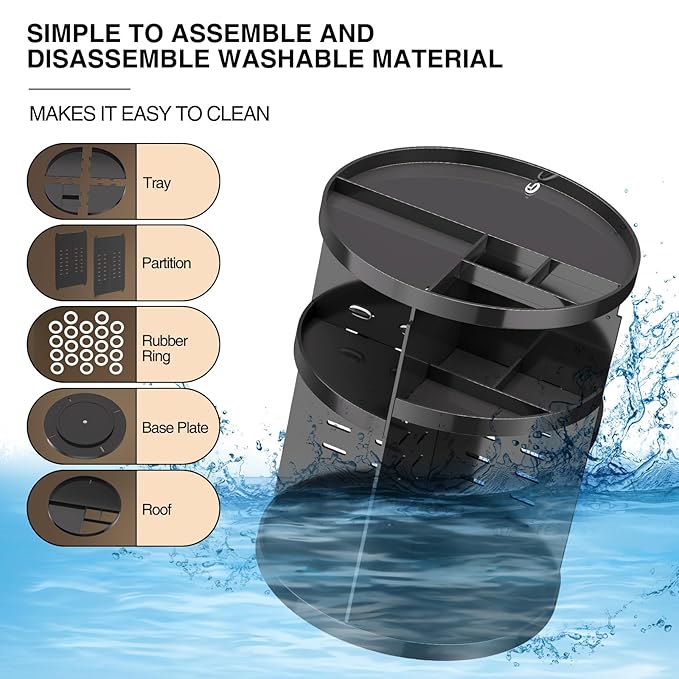360 Rotating Makeup Organizer Countertop, Acrylic Organizador De Perfumes, 7 Layers Large Make Up Organizer, Huge Storage Fits for Vanity and Bathroom (Black, Small)