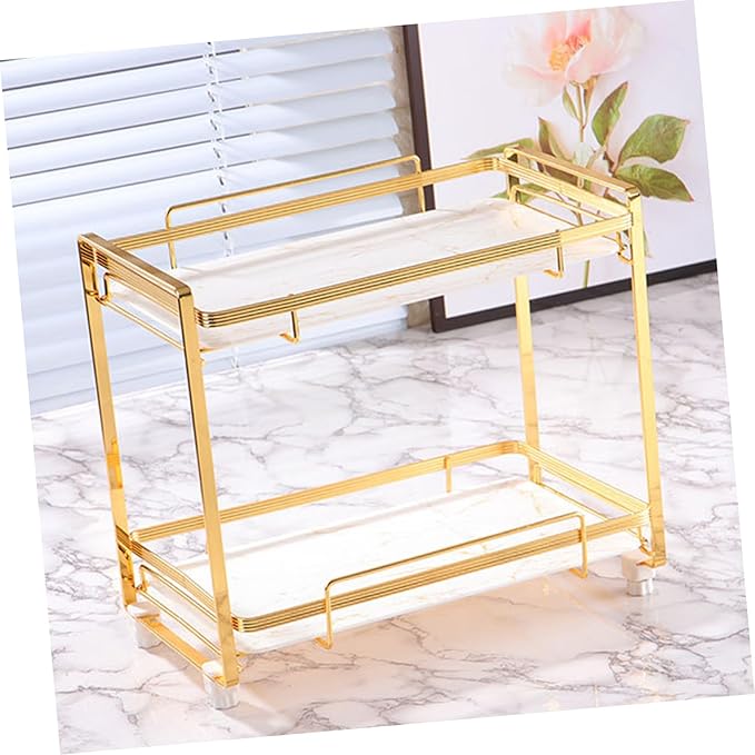 Ciieeo Storage Shelf Bathroom Countertop Organizer Marble Texture Corner Rack Foot Pads