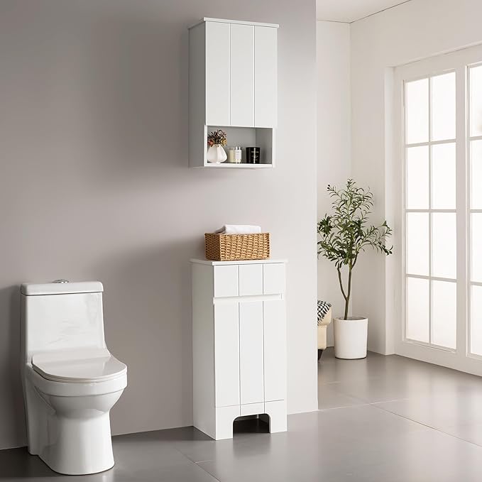 VANIRROR Bathroom Wall Cabinet with Single Door, Soft-Close Hinges, 15x27 inch Wooden Medicine Cabinet for Small Kitchen, Laundry, Entryway, Durable MDF Construction