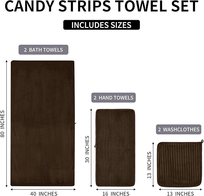 Extra Large Bath Towel Set of 6 (40"x80"),Oversized Bath Sheet Super Soft Highly Absorbent Microfibers Quick Dry Luxury Shower Towel for Bathroom Spa Gym Hotel Yoga (Brown, 6Piece)