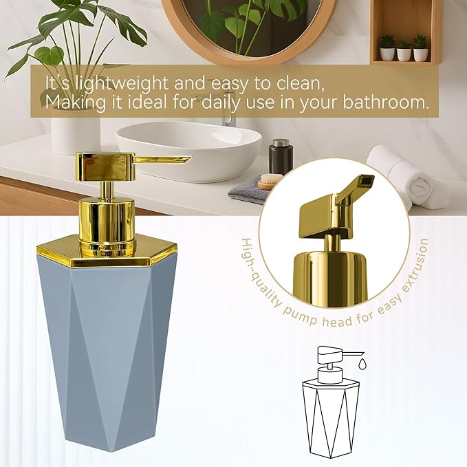 2 PCS Grey Bathroom Accessories Set, Grey Bathroom Accessories Include Soap Dispenser and Toothbrush Holder, Morden Bathroom Décor, Bathroom Sets Accessories
