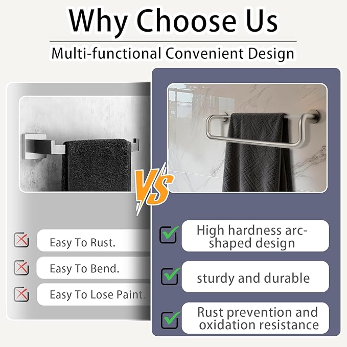 Double Towel Bar,Towel Rack for Bathroom,16 Inch Brushed Steel Towel Holder, Bath Towel Rack for Bathroom Wall Mounted,SUS304 Brushed Stainless Steel,Silver