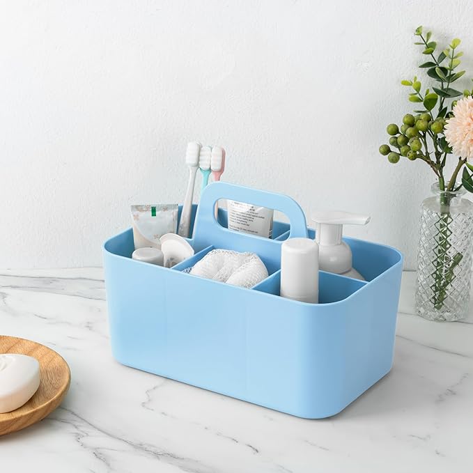 Tiawudi 2 Pack Caddy Organizer with Handle, Portable Plastic Caddy, Storage Organization for Cleaning, Bath, Makeup, Art, Craft, Stationery, Classroom and Office, Tote Organizer