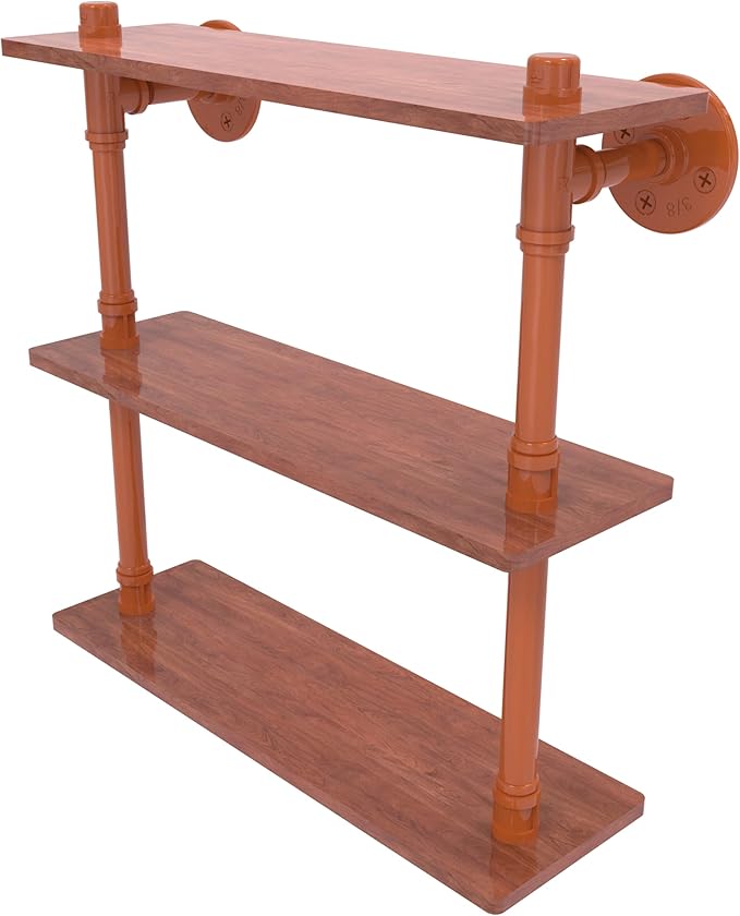 Allied Brass P-490-16-TWS-ASP Pipeline Collection 16 Inch Ironwood Triple Shelf, Autumn Sparkle