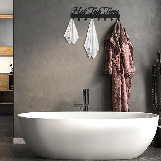Towel Rack for Hot Tub Bathroom Towel Holder with 8 Hooks Towel Hanger Wall Mounted for Robes, Clothes, Towels - Hot Tub Accessories Outdoor