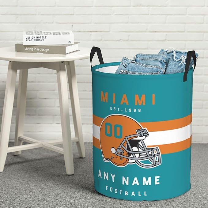 Custom Laundry Hamper - Personalized Football Style Laundry Basket - Customized Name and Number - Dirty Clothes Hamper Waterproof Large Capacity Hamper for Bedroom Bathroom Living Room