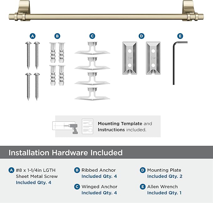 Amerock BH36053BBZ | Golden Champagne Towel Bar | 18 in (457 mm) Towel Rack | Davenport | Bathroom Towel Holder | Bathroom Hardware | Bath Accessories
