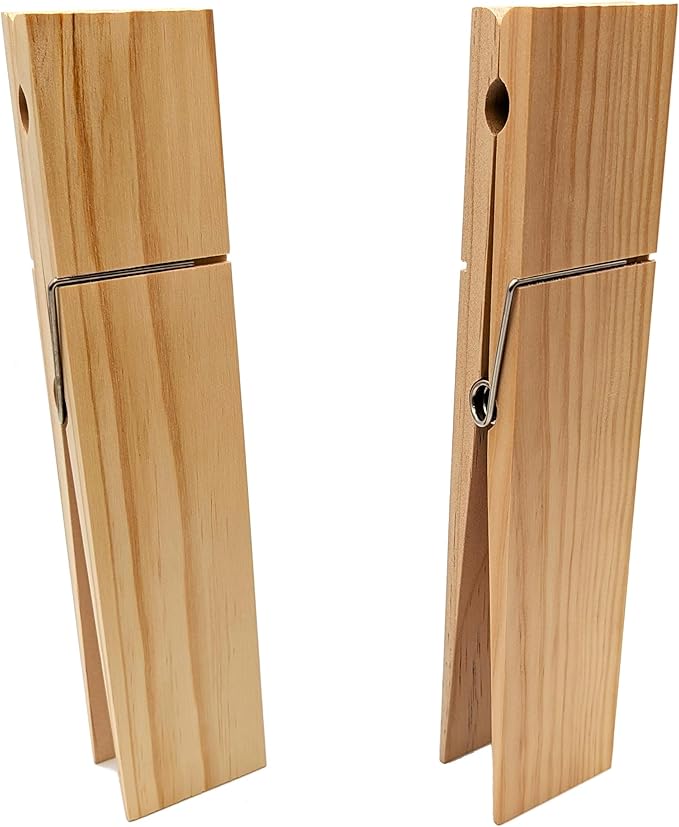 Giant Clothespin Bathroom Towel Holder | Huge 12” Clothes pin | Farmhouse Bathroom décor | Laundry Room or Nursery décor | Towel Rack or Hook | Bathroom Accessories wall décor (2 Natural)