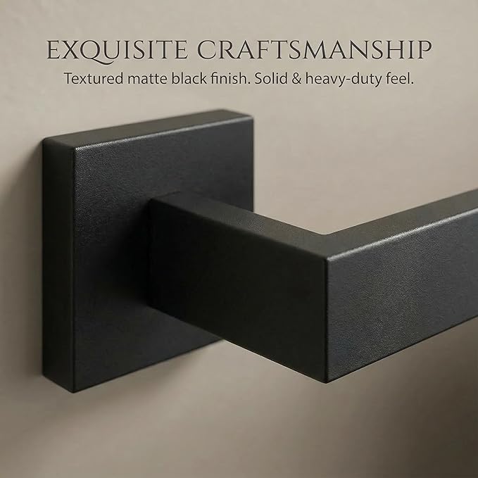 Matte Black Bathroom Hardware Set 5-Piece, Modern Square SUS304 Stainless Steel Bath Accessory Kit with 23.6" Towel Bar