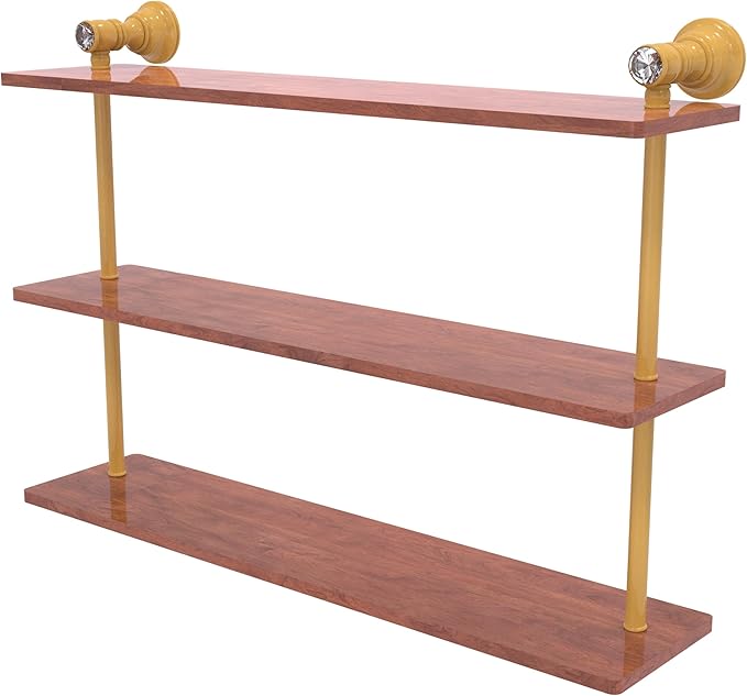 Allied Brass CC-5-22-IRW-SGL Carolina Crystal Collection 22 Inch Triple Wood Shelf, Spanish Gold