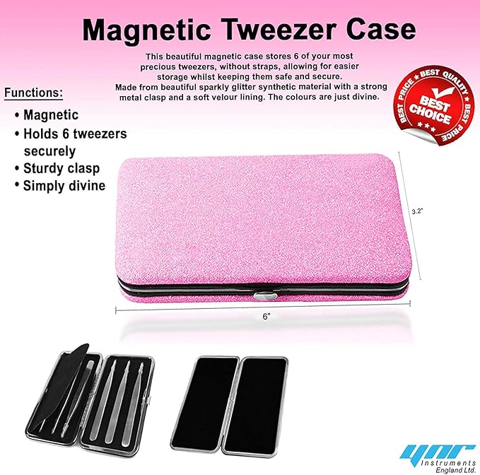 Glittery Magnetic Case for 6 Eyelash Tweezers Light Weight Hidden Magnetic Frame (Purple)