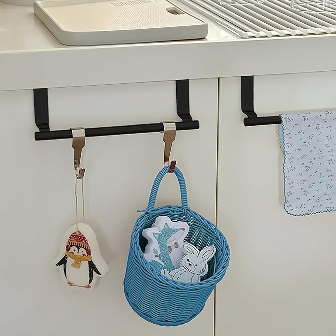2Pack 9Inch Stainless Steel Over Cabinet Door Towel Bar Holders(Black)