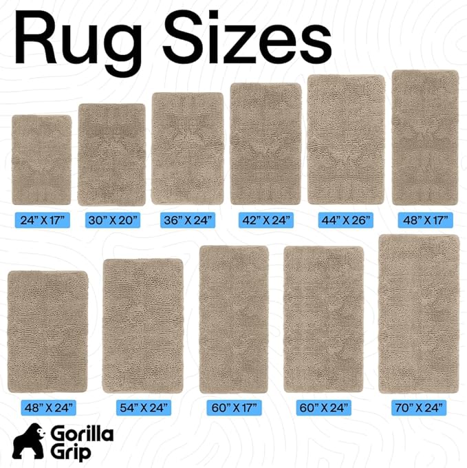 GORILLA GRIP Bath Rug Mat, Thick Soft Absorbent Chenille, Quick Dry Microfiber Mats, Rubber Backing Washable Shower Floor Rugs, US Designed Bathroom Bathmat Home Decor Accessories, 24x17, Gray Beige