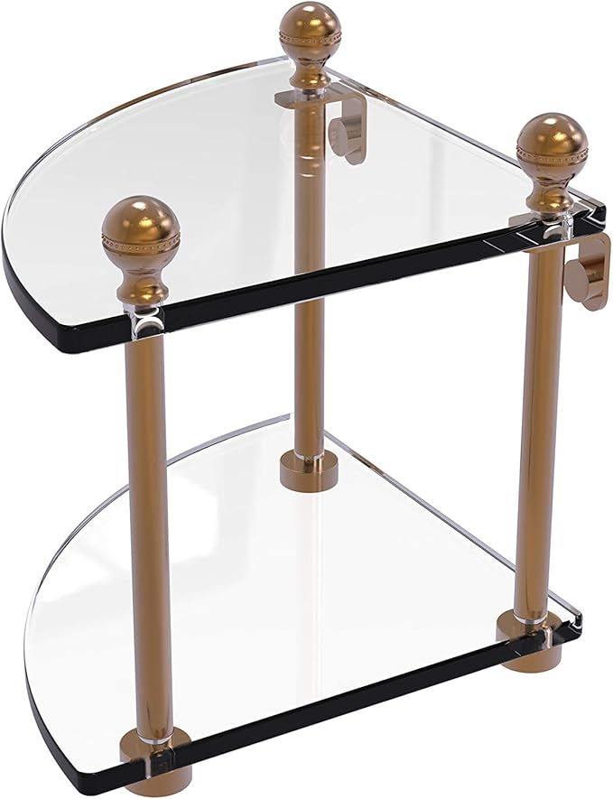 Allied Brass MA-3-BBR Ma 3 Mambo Collection 2 Tier Corner Glass Shelf, Brushed Bronze