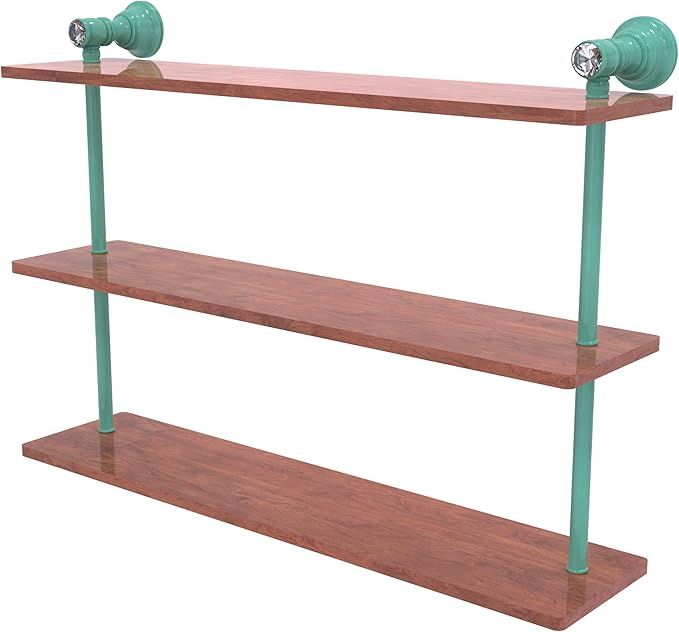 Allied Brass CC-5-22-IRW-SFG Carolina Crystal Collection 22 Inch Triple Wood Shelf, Sea Foam Green