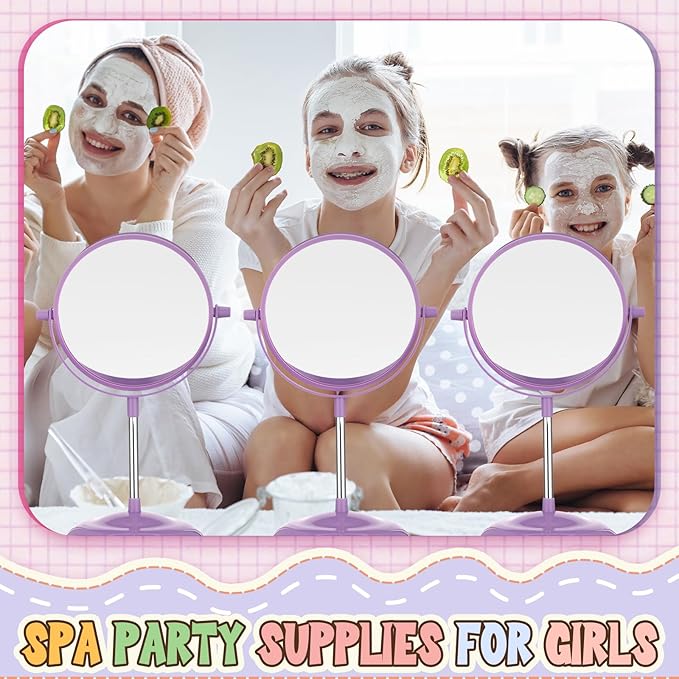 DoubleFill 6 Pcs Spa Party Mirrors Gifts Sleepover Party Favors Make up Table Mirror for Women Girls Mothers Day Accessory Sleepover Supplies Bridesmaid Gifts Slumber Birthday Favors(Purple)