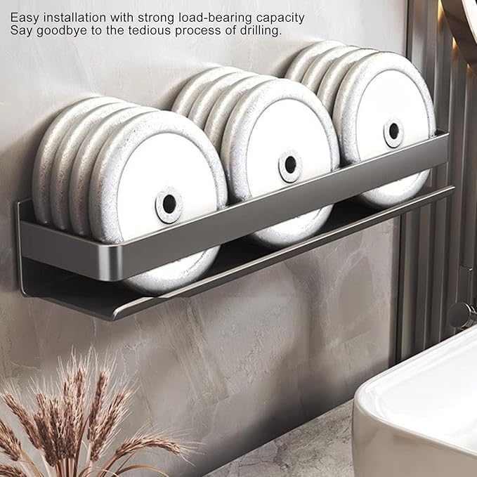 TANIQIACA Simple Aesthetic Wall Mounted Bathroom Rack, Multifunctional Floating Shelves for Bathroom Kitchen Storage, Sturdy Stainless Steel, Large Capacity, Strong Adhesive, No Drill Insta (25cm)