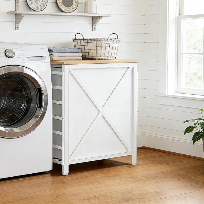 120L Laundry Hamper with Lid, 2 Section Laundry Basket with Removable Liner Bags, Large Laundry Sorter for Clothes Organization in Bedroom and Laundry Room