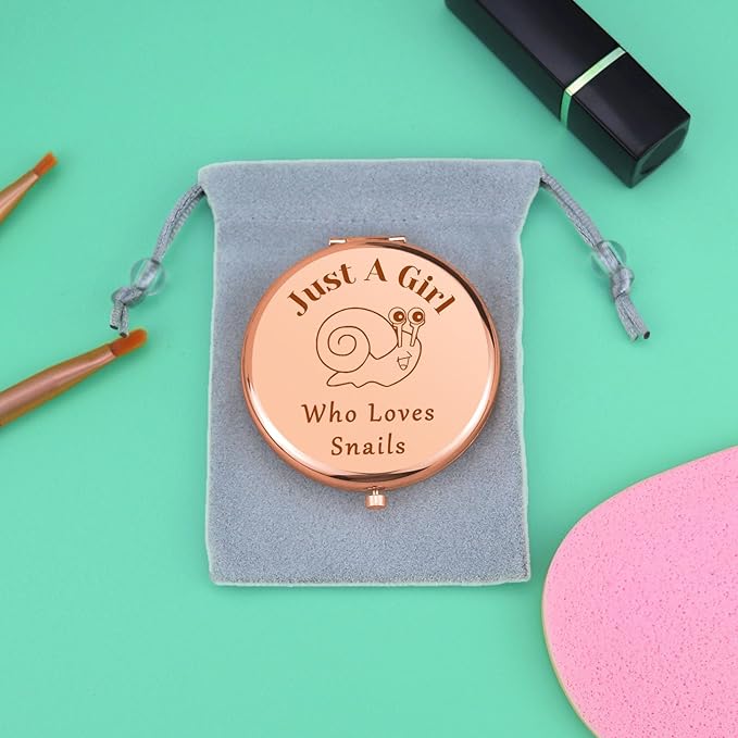 Snails Lover Gift Travel Makeup Mirror Snails Themed Gift Funny Animal Lover Present Graduation Present for Women Folding Makeup Mirror Birthday Christmas Graduation Thanksgiving