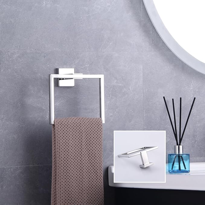 GERZWY Bathroom Hand Towel Holder Polished Stainless Steel Towel Ring for Bath Kitchen Garage Heavy Duty Wall Mounted JG1906-JG