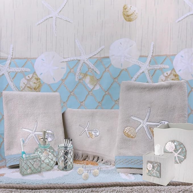 Avanti Linens - Waste Basket, Decorative Trash Can, Beach Inspired Bathroom Accessories (Seaglass Collection)