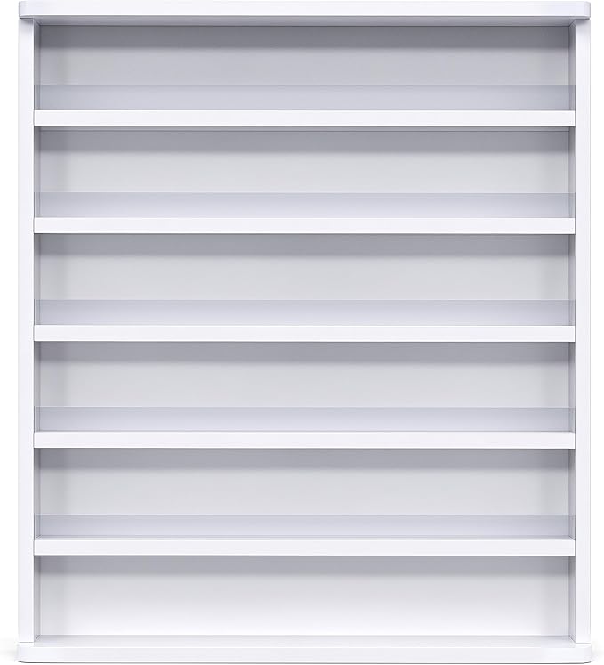 Kikihouse Nail Polish Rack, 6 Tiers Nail Polish Storage & Display Shelf w/Acrylic Baffles, Wall Mount Wood Nail Polish Organizer Perfume Bottles Essential Oil Holder for Home & Salon, White