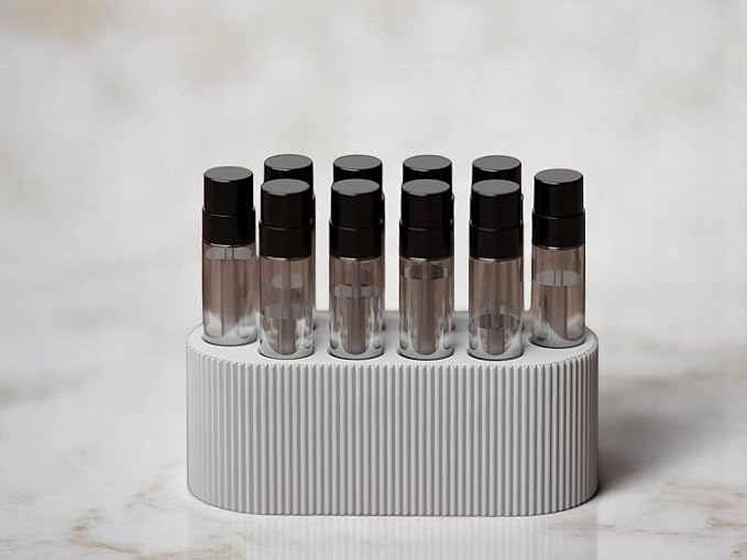 Perfume Sample Organizer for Bathroom or Vanity ?€? Ideal Makeup and Skincare Storage, Desk and Bathroom Counter Organizer, Gift for Her (2mL Pure White - Fits Mini Perfume Samples)