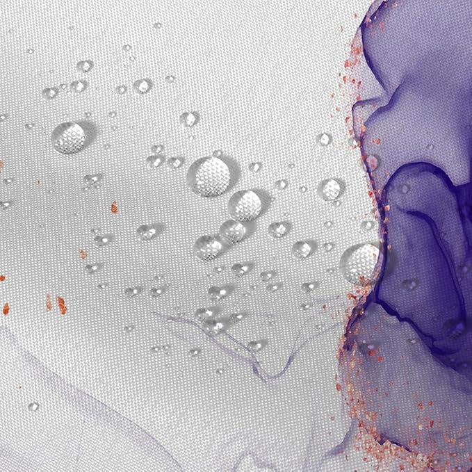 Purple Shower Curtain Marble Abstract White Ink Art Painting Modern Lavender Fabric Shower Curtains for Bathroom Decor 72x72 Inch