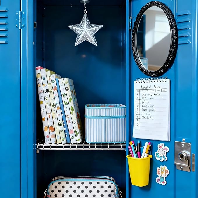 ARTLYMERS Magnetic Locker Mirror, Real Glass Small Mirrors for Lockers with Magnetic Backing, School Locker, Bathroom, Household Refrigerator, Locker Accessory or Office Cabinet (Black)